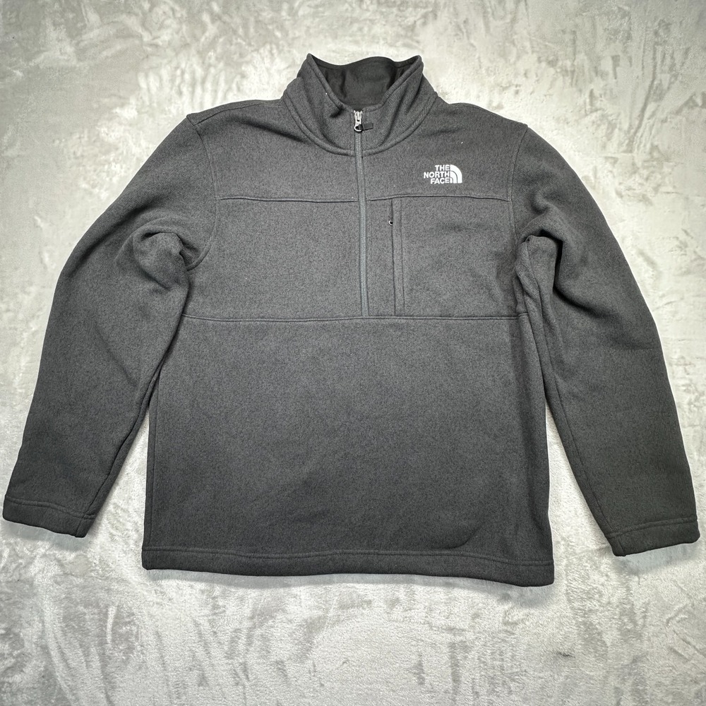 The North Face Mens Large Gray Fleece Lined Outdoor Hiking 1/2 Zip Sweater